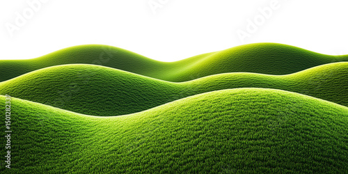 Fototapeta Naklejka Na Ścianę i Meble -  3D illustration of lush green grass meadow isolated on transparent background,green grassy hills for poster banner cover design