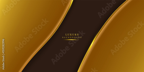 Black premium background with dark golden geometric elements and shape effect. Rich background for poster, banner, flyer etc. Vector illustration.