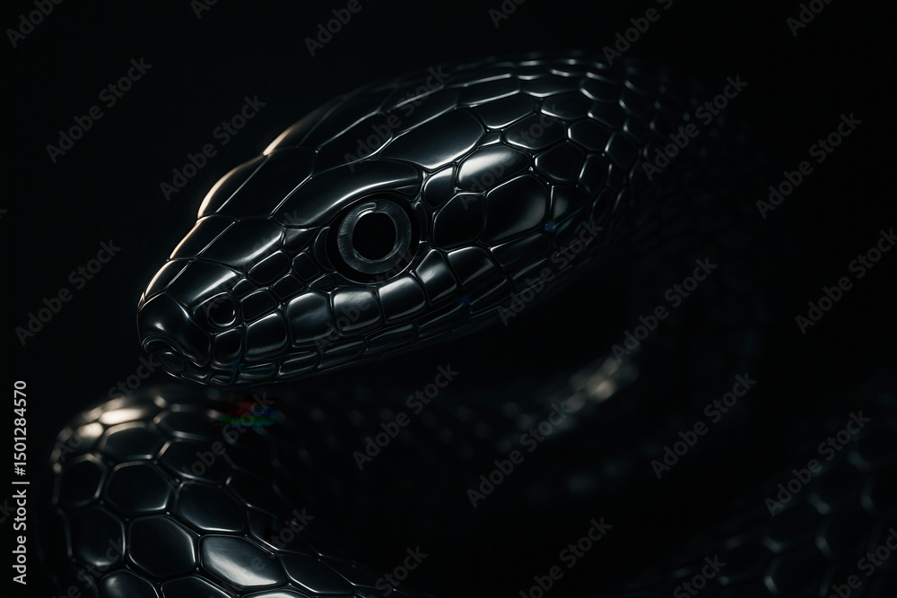Naklejka premium snake on black Generative AI 