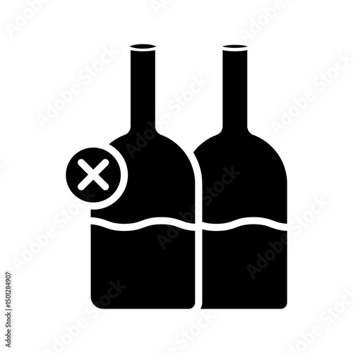 No alcohol icon. Outline style. Vector. Isolate on white background.