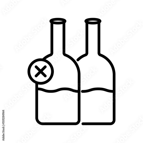 No alcohol icon. Outline style. Vector. Isolate on white background.