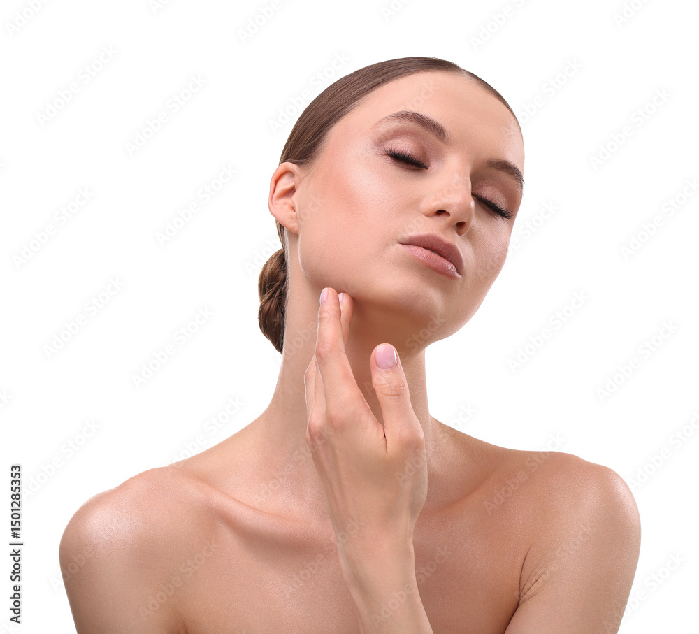 Portrait of beautiful young woman on white background Portrait of beautiful young woman on white background