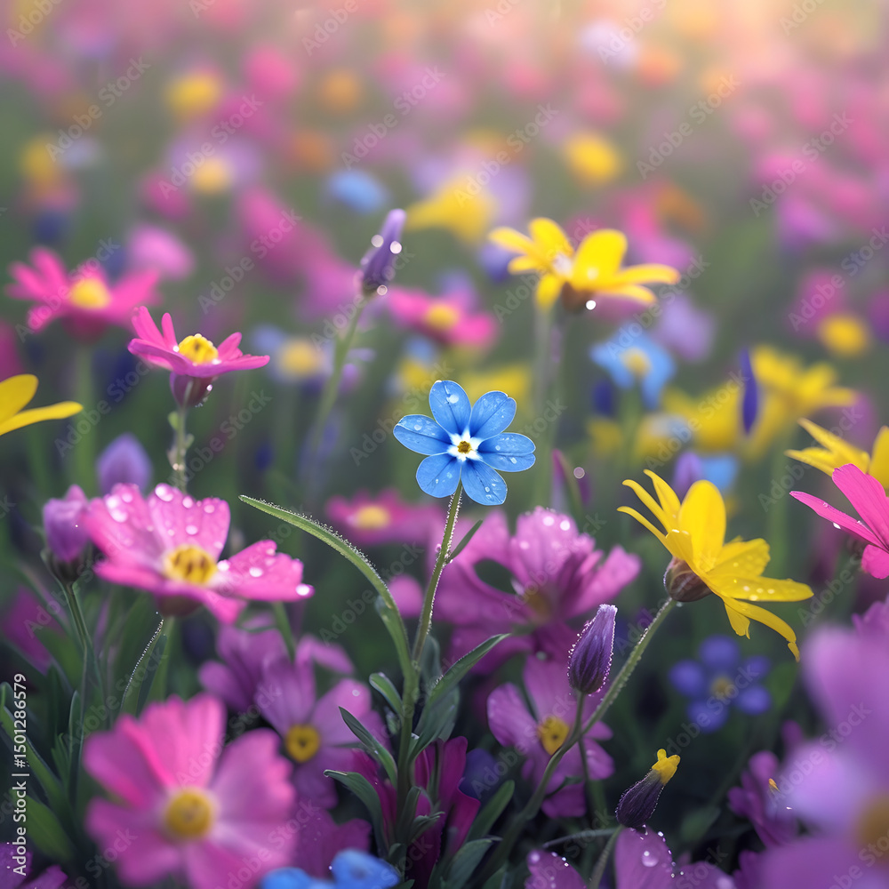 Fototapeta premium Beautiful purple flowers bloom in the garden, a lovely sight of nature's floral beauty in the spring or summer season