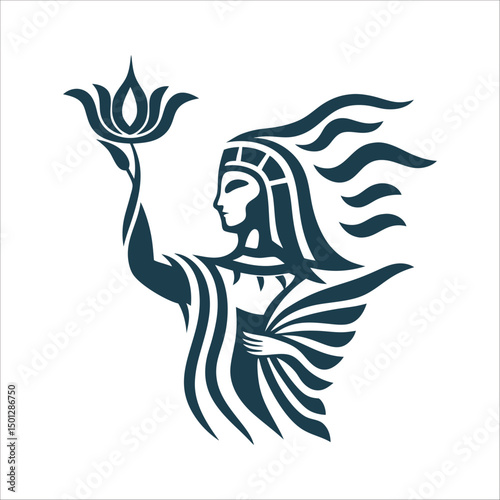 Hapi: Nile God with Lotus and Papyrus Vector