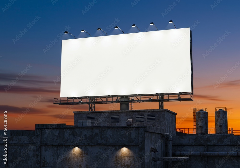 Obraz premium Photo of a Large Billboard Against a Vibrant Sunset Sky for Advertisement