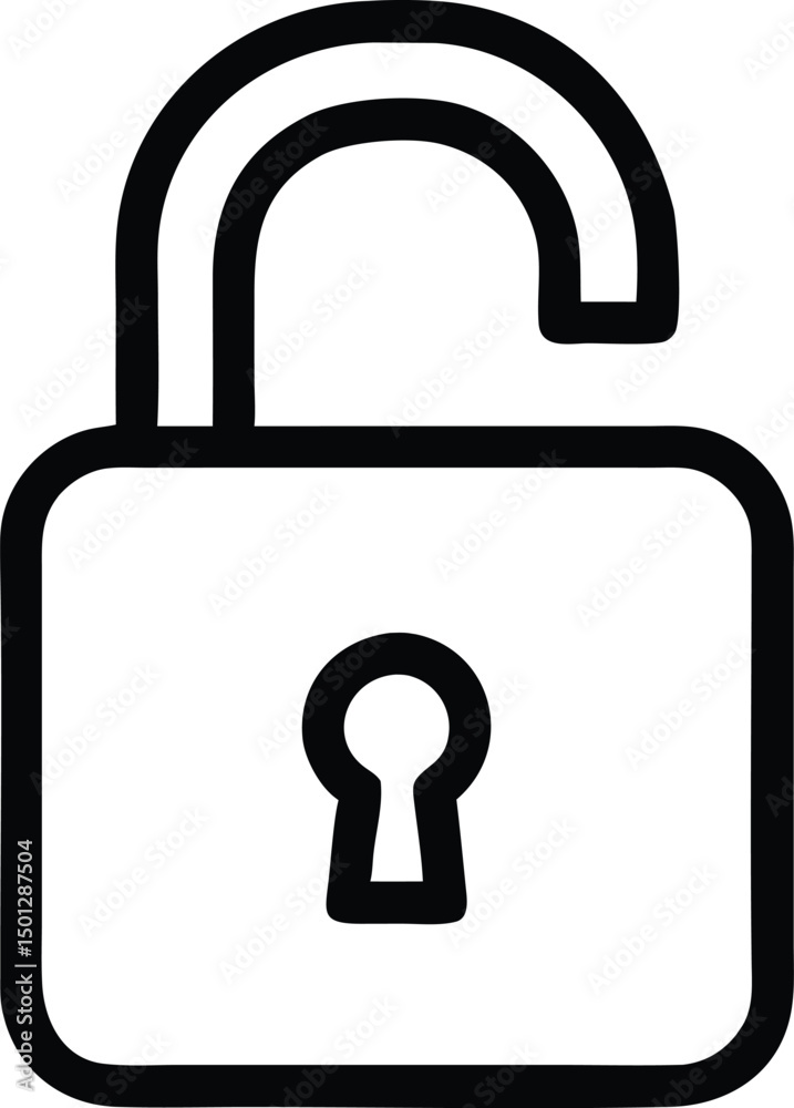 Open Padlock Security Icon Vector Graphic Open Padlock Security Icon Vector Graphic