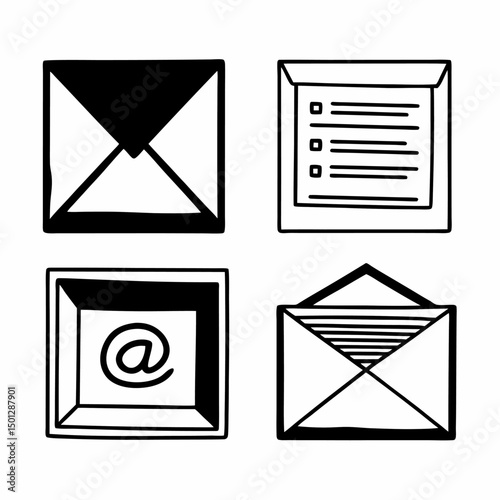 A diverse set of mail and envelope icons for email, letter, and web communication design