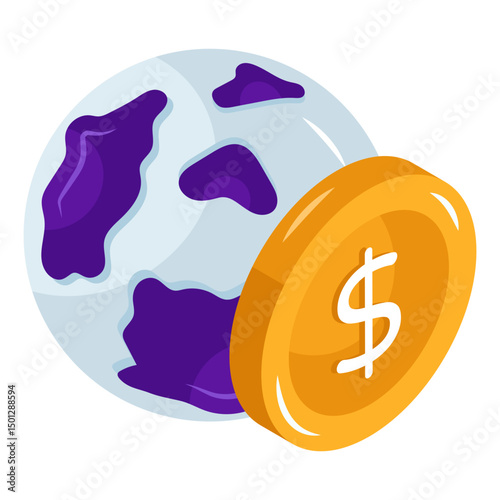 An editable design icon of global money
