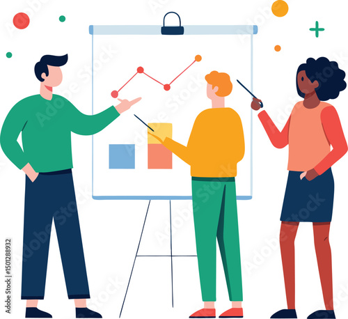 Coworkers in creative casual wear sketching vector icon without background  