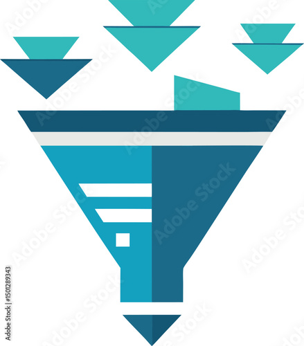 White backdrop email marketing funnel vector icon without background