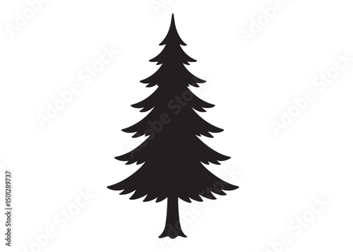christmas tree logo silhouette vector, Pine tree logo icon silhouette, Christmas Tree logo design vector illustration, vector silhouette of a pine tree logo silhouette on white background.