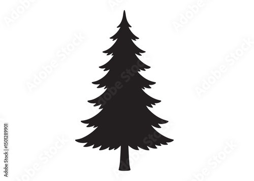 christmas tree logo silhouette vector, Pine tree logo icon silhouette, Christmas Tree logo design vector illustration, vector silhouette of a pine tree logo silhouette on white background.