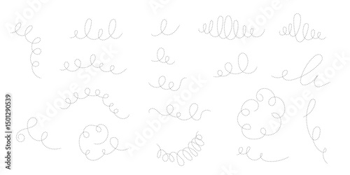 set of doodle scribble curve icons on white background