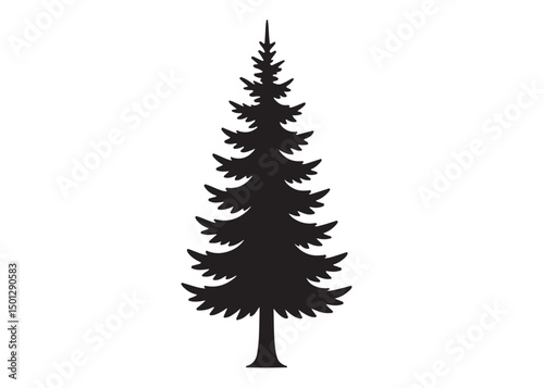 christmas tree logo silhouette vector, Pine tree logo icon silhouette, Christmas Tree logo design vector illustration, vector silhouette of a pine tree logo silhouette on white background.