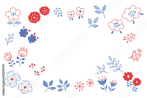 植物の手書き北欧風シンプルベクターイラストセット