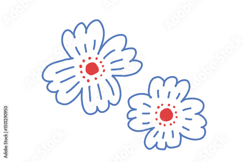 花の手書き北欧風シンプルベクターイラスト