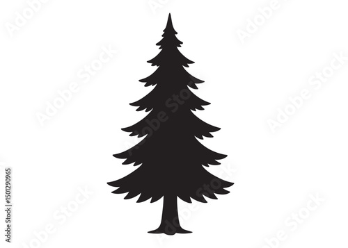 christmas tree logo silhouette vector, Pine tree logo icon silhouette, Christmas Tree logo design vector illustration, vector silhouette of a pine tree logo silhouette on white background.