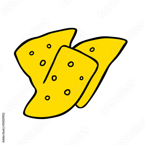 Cartoon illustration of yellow tortilla chips