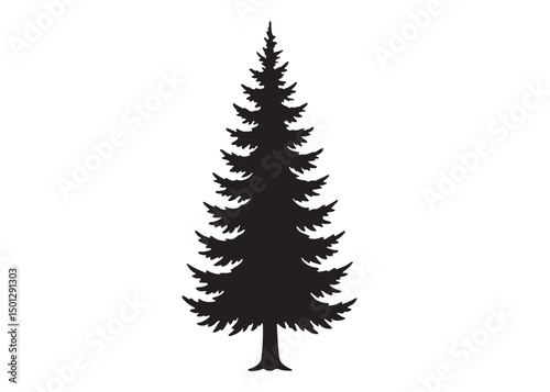 christmas tree logo silhouette vector, Pine tree logo icon silhouette, Christmas Tree logo design vector illustration, vector silhouette of a pine tree logo silhouette on white background.
