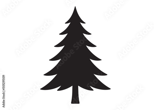 christmas tree logo silhouette vector, Pine tree logo icon silhouette, Christmas Tree logo design vector illustration, vector silhouette of a pine tree logo silhouette on white background.