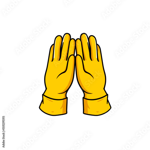 Pair of yellow work gloves pressed together