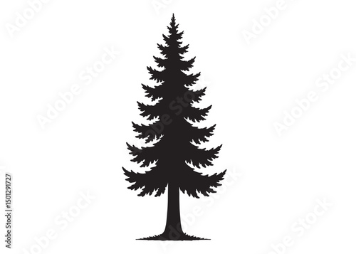 christmas tree logo silhouette vector, Pine tree logo icon silhouette, Christmas Tree logo design vector illustration, vector silhouette of a pine tree logo silhouette on white background.
