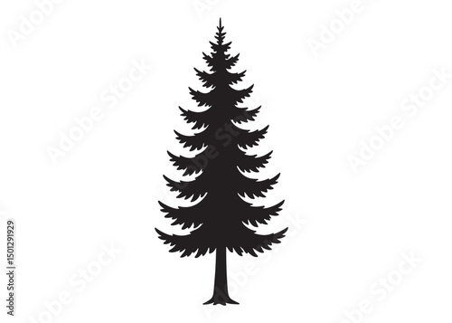 christmas tree logo silhouette vector, Pine tree logo icon silhouette, Christmas Tree logo design vector illustration, vector silhouette of a pine tree logo silhouette on white background.