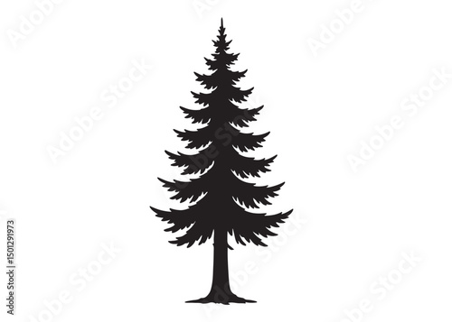 christmas tree logo silhouette vector, Pine tree logo icon silhouette, Christmas Tree logo design vector illustration, vector silhouette of a pine tree logo silhouette on white background.