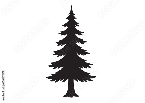 christmas tree logo silhouette vector, Pine tree logo icon silhouette, Christmas Tree logo design vector illustration, vector silhouette of a pine tree logo silhouette on white background.