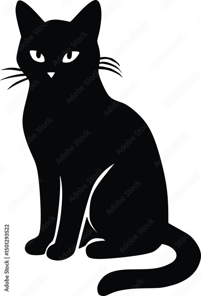 Obraz premium black cat on white background