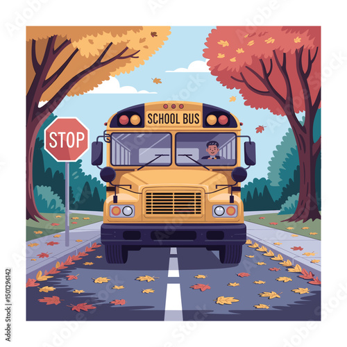 School bus vector illustration. School bus isolated on white background, flat design icon back to school concept