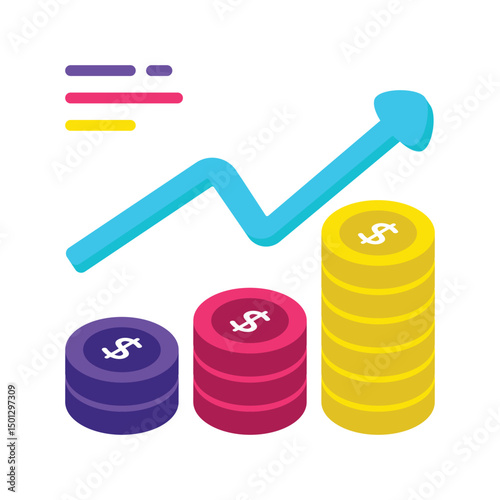 Increase Money Vector style icon. Eps 10 file