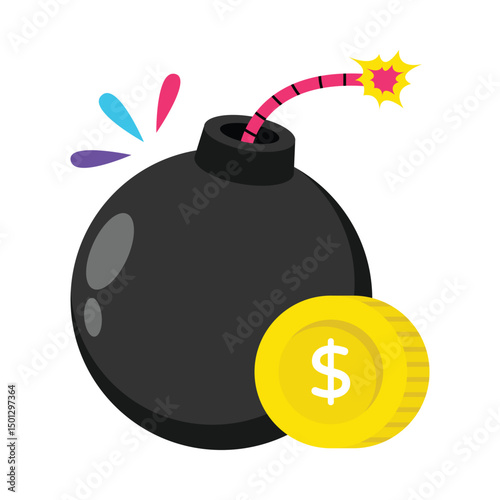 Debt Vector style icon. Eps 10 file