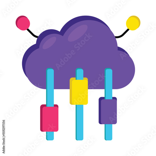 Cloud Analysis Vector style icon. Eps 10 file