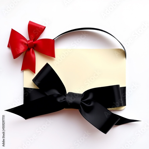 Elegant gift Card wrapped with teal ribbon ready for celebration or special occasion