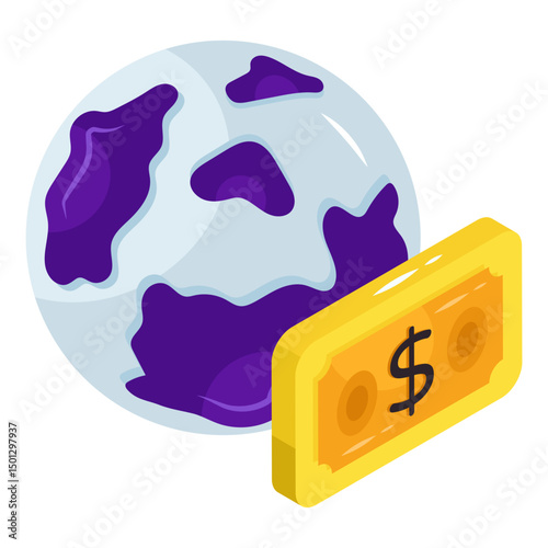 An editable design icon of global money