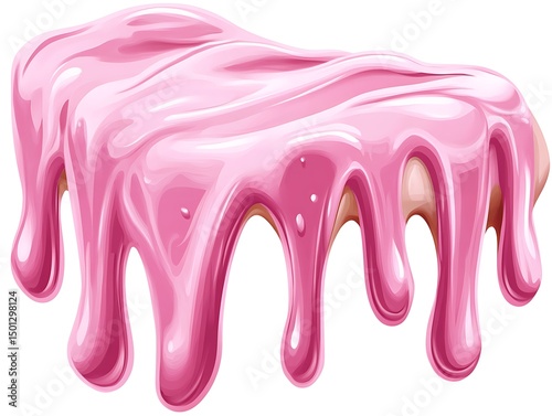 Pink glazed frosting melting and dripping down in stylized fashion