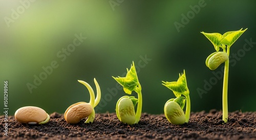Stages of bean sprout growth.