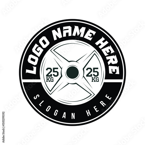 Cross Fit and gym weight late logo template