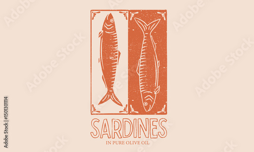 Seafood t shirt design. Sardines love club. In pure olive and lemon. Canned fish artwork. Sardines fish artwork for t shirt print, poster, sticker and other uses.