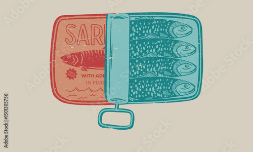 Seafood artwork. Sardines love club. Sardines fish artwork.