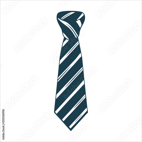 Father's Day Necktie Silhouette with Navy Blue Stripes