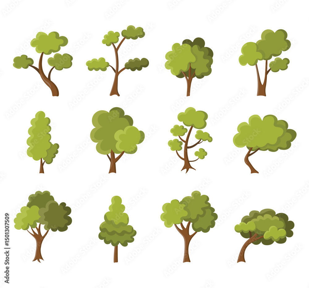Fototapeta premium set of trees element vector illustration
