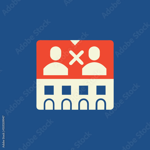 Decision making icon with rejection concept on white or transparent background