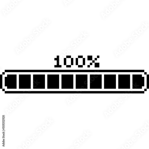 Pixel Art Loading Bar - Retro Progress Bar Icons. Game UI elements 