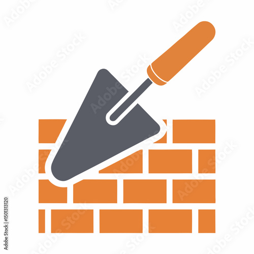 Bricklaying Trowel Icon Vector for Construction Branding.