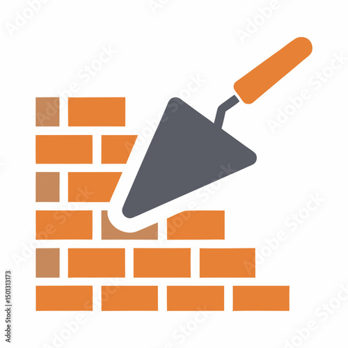 Bricklaying Trowel Icon Vector for Construction Branding.