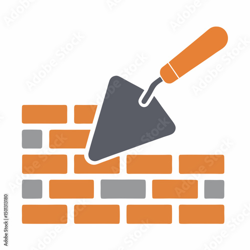 Bricklaying Trowel Icon Vector for Construction Branding.