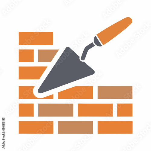 Bricklaying Trowel Icon Vector for Construction Branding.