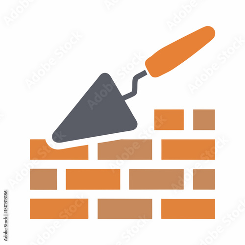 Bricklaying Trowel Icon Vector for Construction Branding.